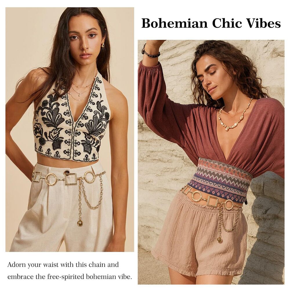 1741 Gold Chain Belts For Women, Adjustable Western Concho Waist Chain, - Picture 2 of 7